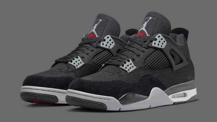 Air Jordan 4 Black Canvas Shoes - Size 10