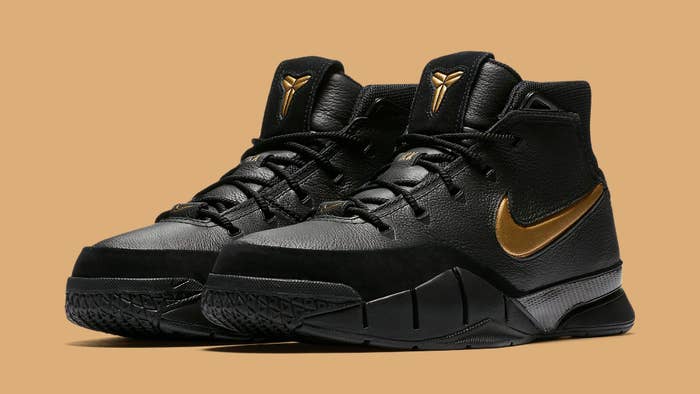 Nike Kobe 1 Protro &#x27;Black/Black/White/Metallic Gold&#x27; AQ2728 002 (Pair)