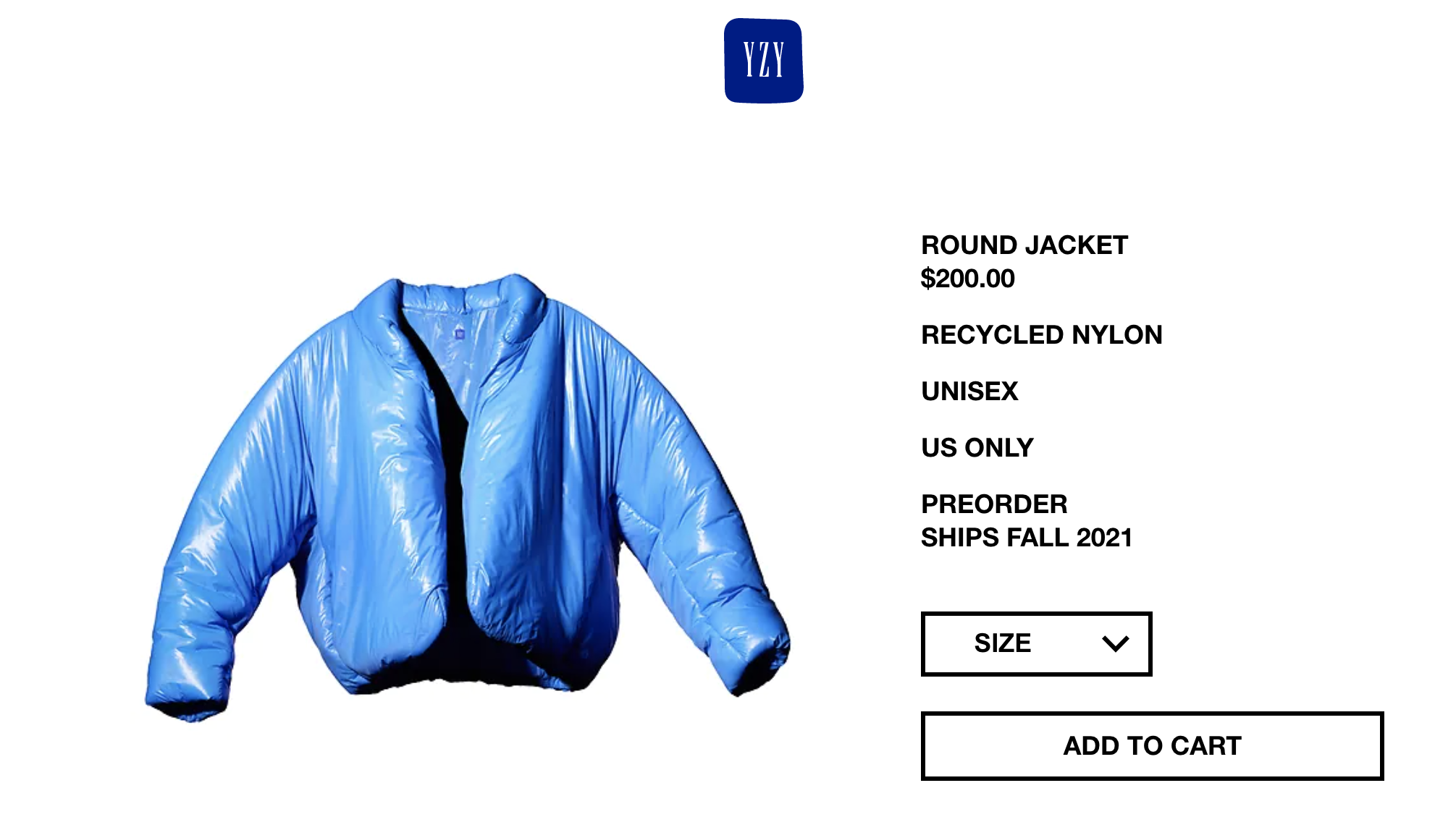 Yeezy Gap Round Jacket Pre-Order Screen