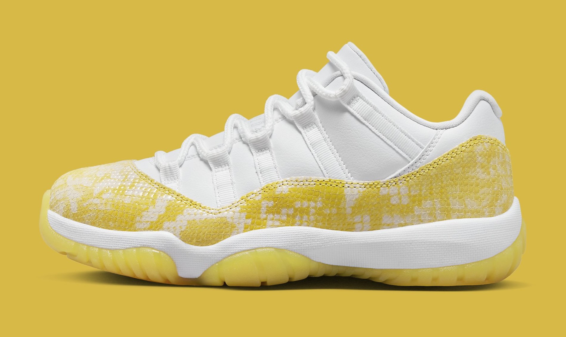 Air Jordan 11 Low Women&#x27;s &#x27;Yellow Snakeskin&#x27; AH7860 107 Lateral