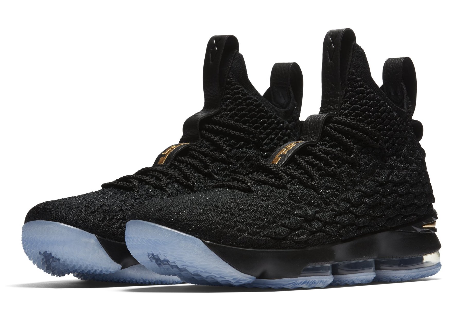 Lebron 15 black store and gold low