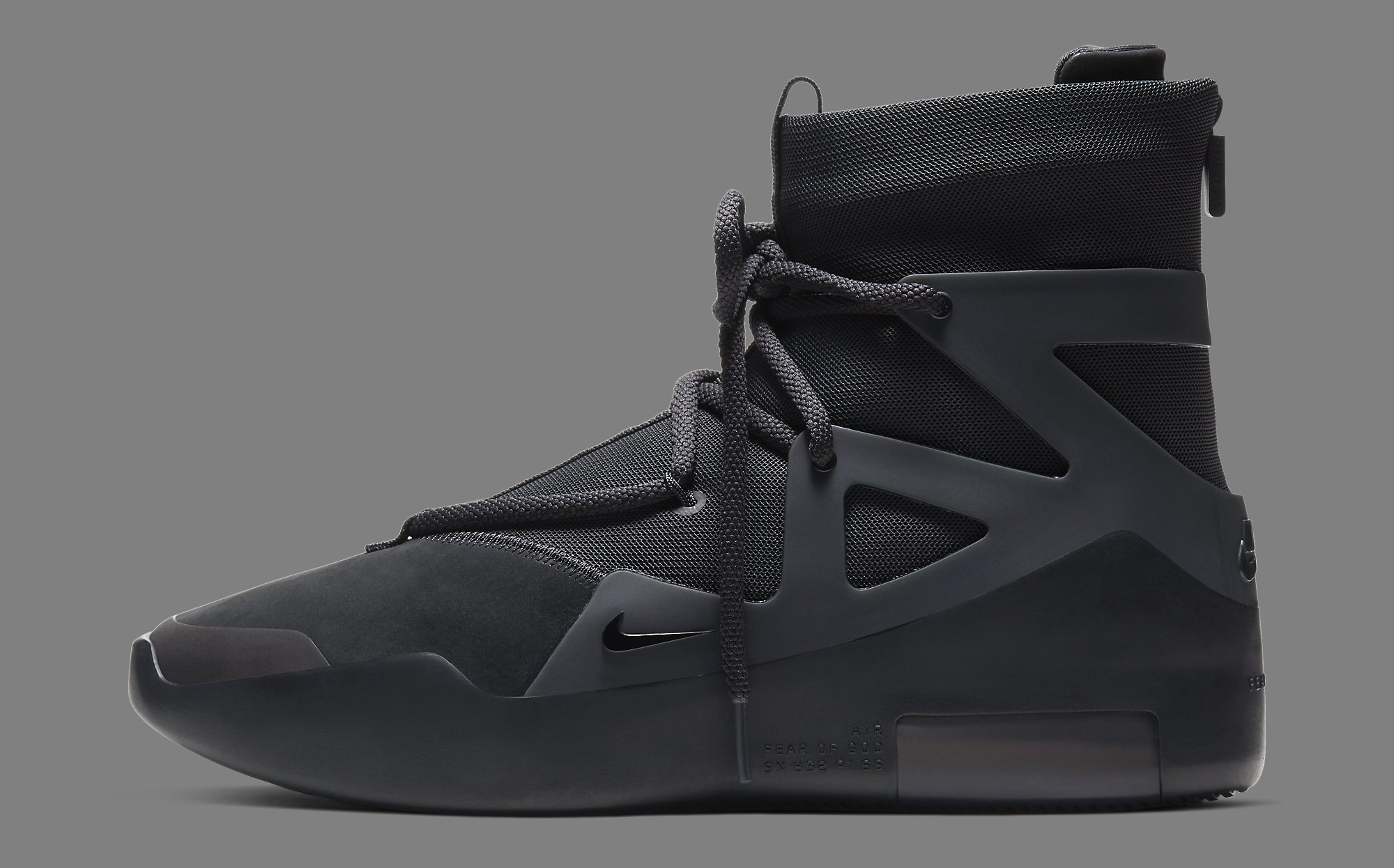 Nike Air Fear of God 1 &#x27;Triple Black&#x27; AR4237 005 Lateral