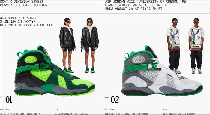 Division Street x GOAT Air Jordan 8 &#x27;Oregon&#x27; Auction