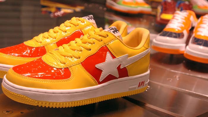 Original pair of yellow and red Bathing Ape Bape Sta