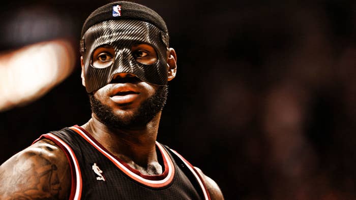 LeBron James wearing a mask for the Miami Heat