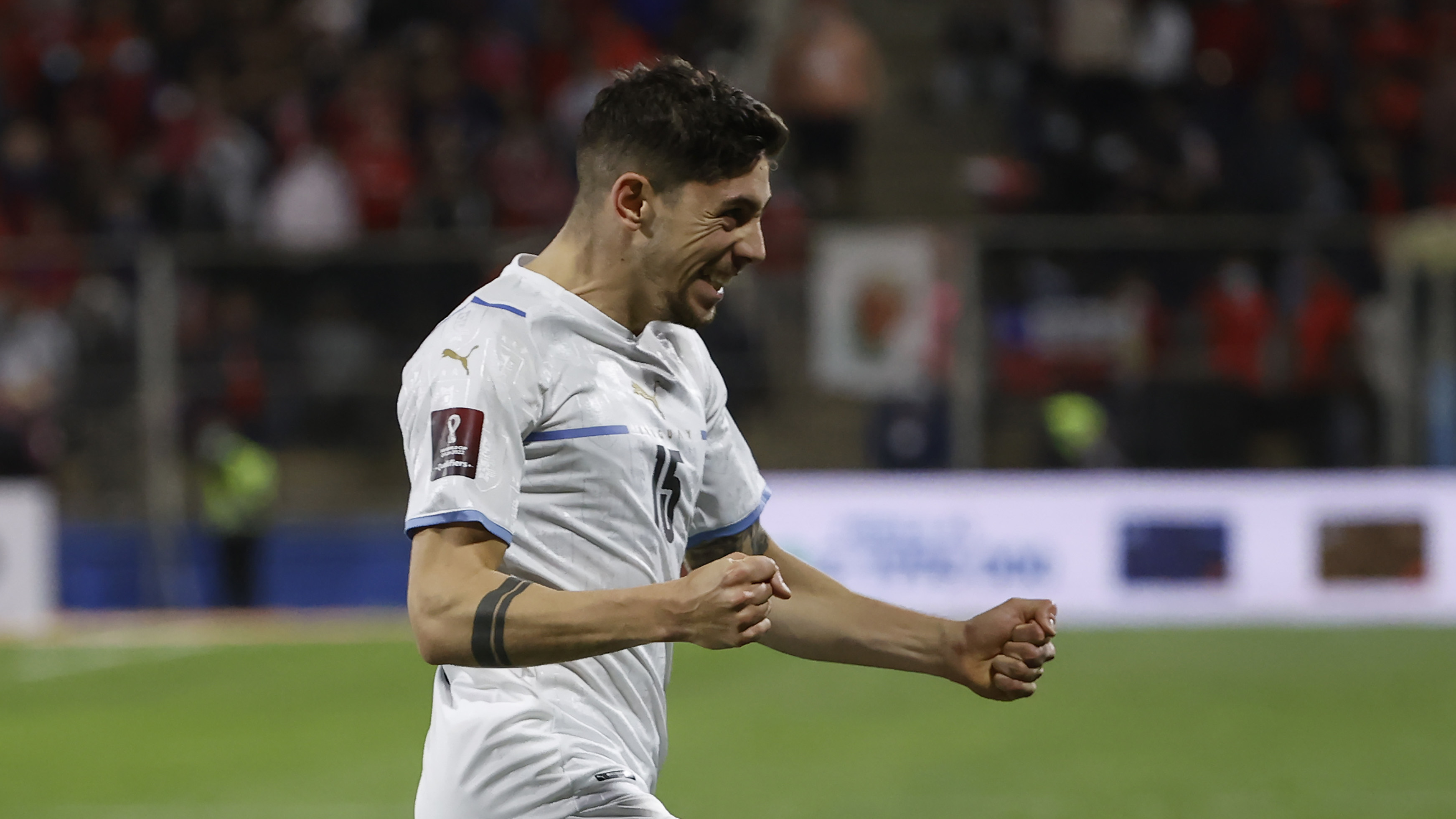 Federico Valverde of Uruguay celebrates after scoring the second goal for his team