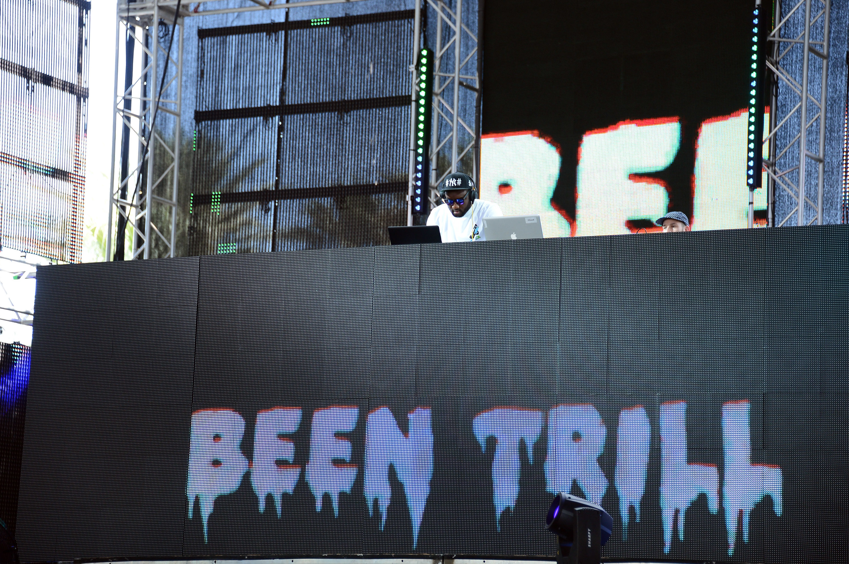 Been Trill logo on screen in front of stage at Coachella
