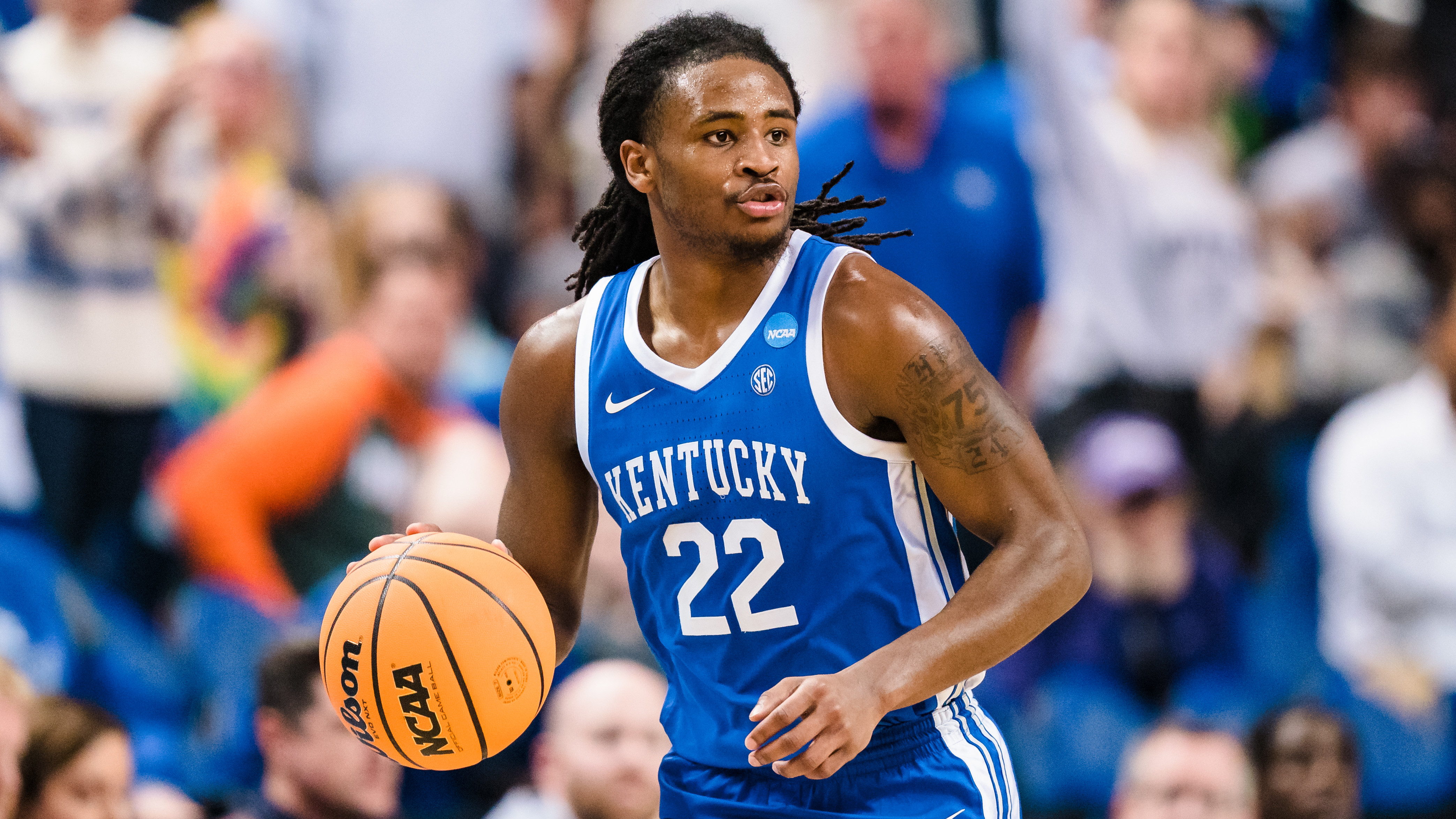 Cason Wallace during the NCAA Tournament for Kentucky