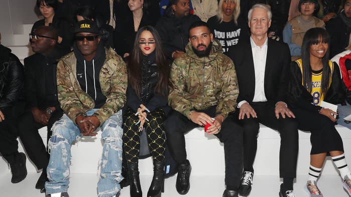 Nike CEO John Donahoe sits with Drake, Virgil Abloh, and Rosalia at the 2020 Nike Forum event in New York City