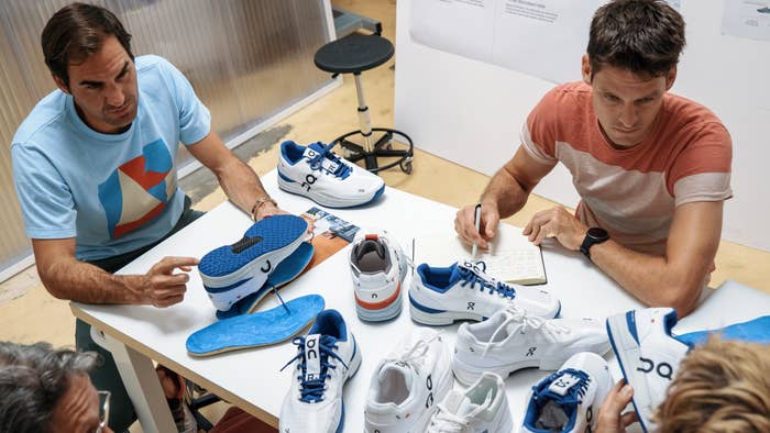 Roger Federer works on designing sneakers at On&#x27;s HQ