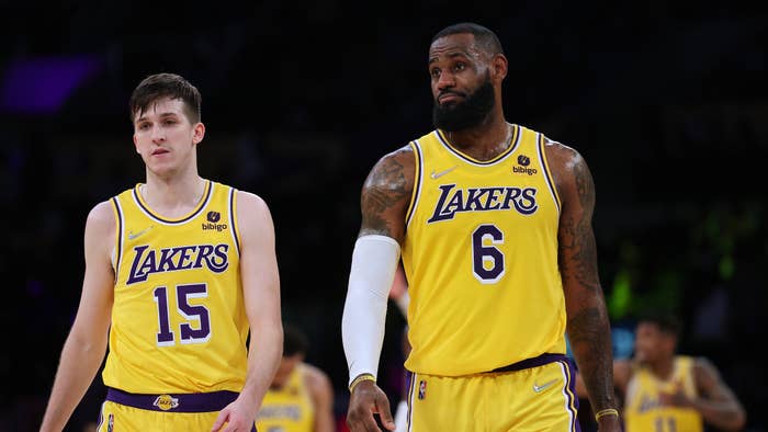 LeBron James of the Lakers and his teammate Austin Reaves