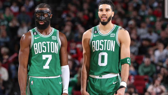 Jayson Tatum and Jaylen Brown of the Boston Celtics