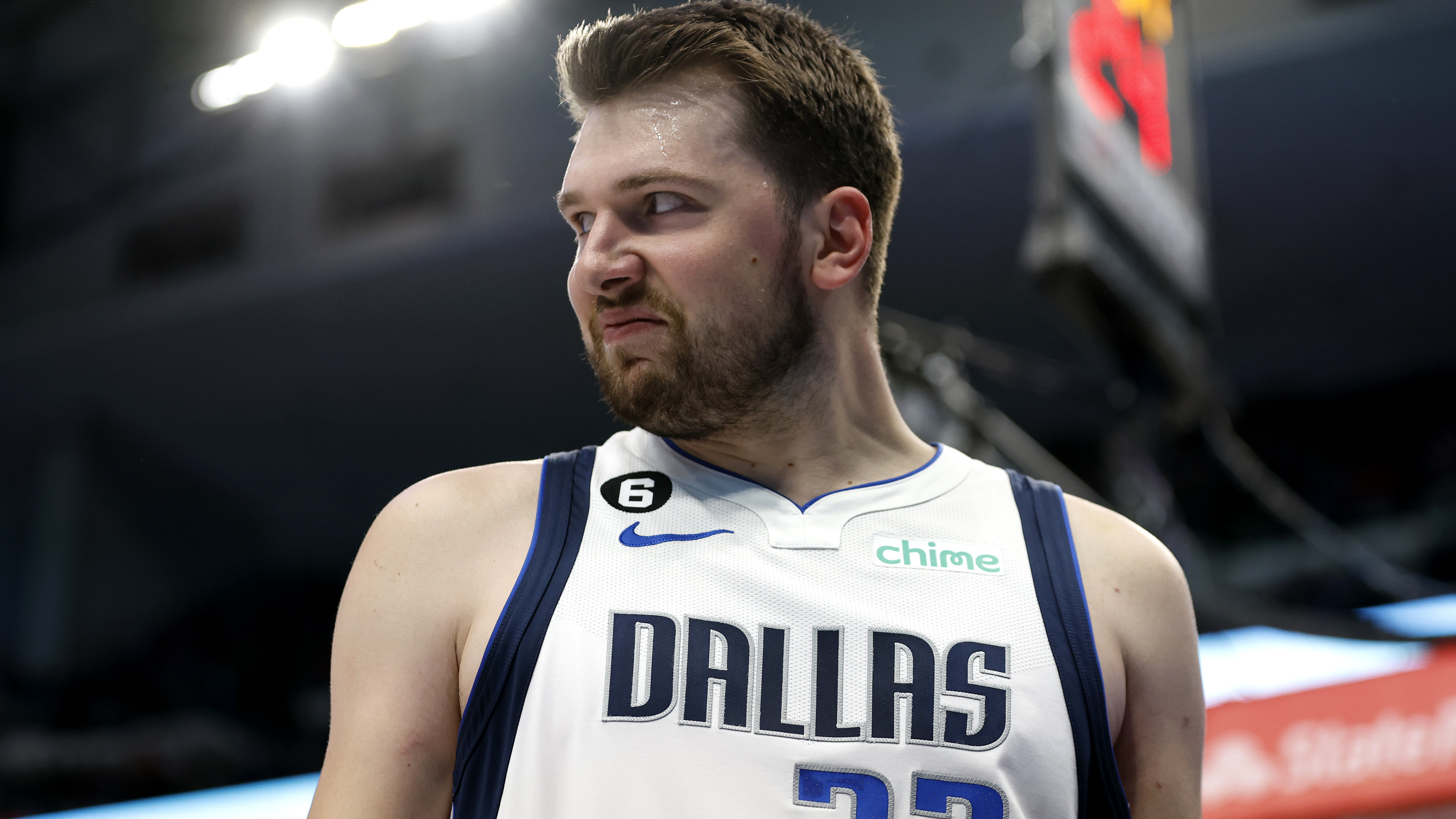 Luka Doncic after a foul and the bucket during the 2023 season
