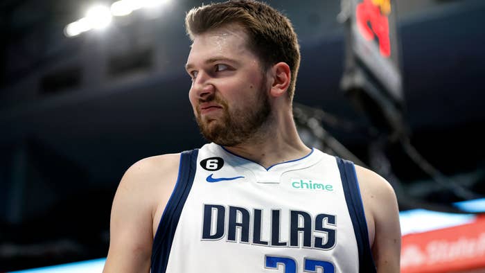 Luka Doncic after a foul and the bucket during the 2023 season