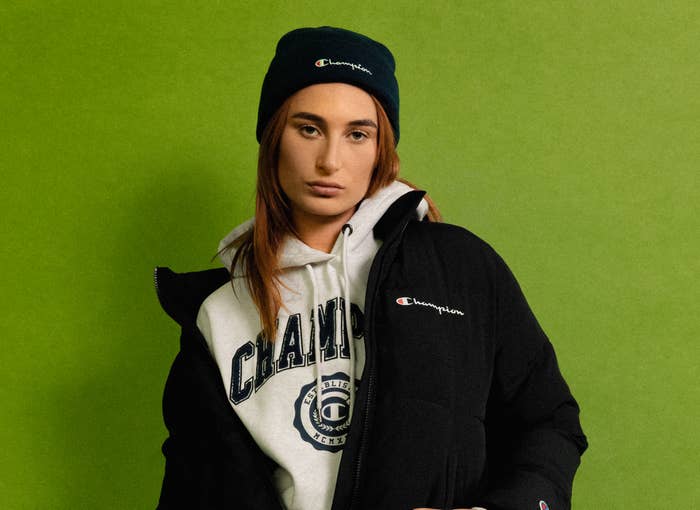 Gia Vorne for JD Sports and Champion&#x27;s latest collab, &quot;Champions in session&quot;.
