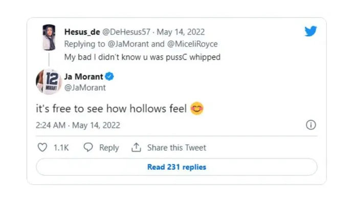 Ja Morant deletes a tweet, threatening a fan