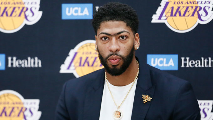 Anthony Davis at his introductory Lakers press conference.