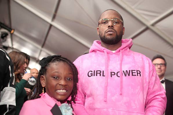 Rapper Schoolboy Q and daughter Joy Hanley attend The 59th GRAMMY Awards