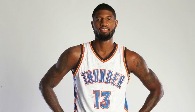 Paul George shows off Thunder's 'Statement' uniform