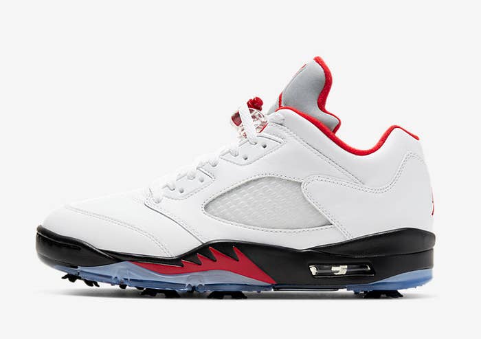 Air Jordan 5 Golf &#x27;White/Fire Red&#x27; CD3100 100 (Lateral)