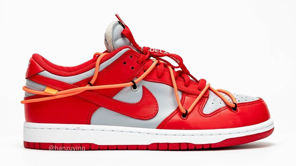 off white nike dunk low university red lateral