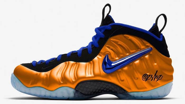 nike air foamposite pro knicks 2019 mock up lateral