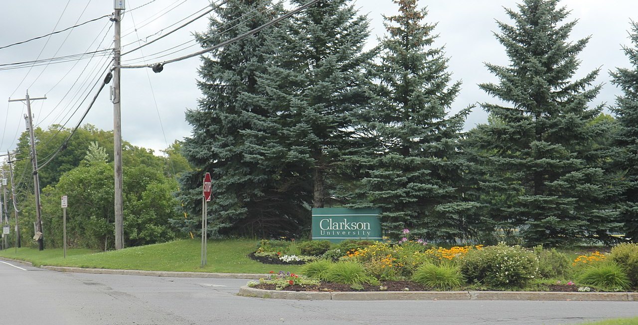 The entrance of a college campus is pictured