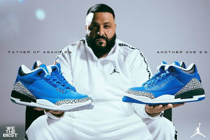 DJ Khaled Holding Air Jordan 3 &#x27;Father of Asahd&#x27; and &#x27;Another One&#x27;