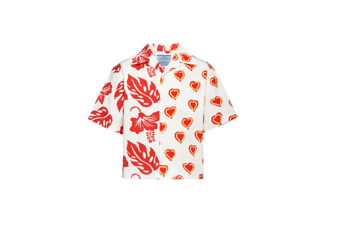 Prada PRADA hibiscus floral print bowling shirt