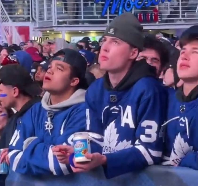 Leafs fan dipping licorice in mayonnaise