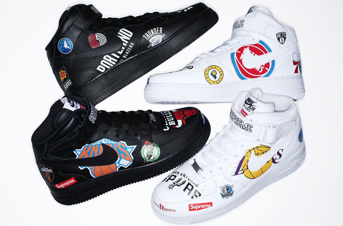Supreme x Nike x NBA Air Force 1 Mid &#x27;White&#x27; AQ8017 100 &#x27;Black&#x27; AQ8017 001