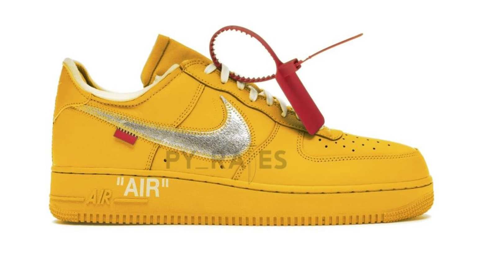 Off White x Nike Air Force 1 Low &#x27;University Gold&#x27; Mock up
