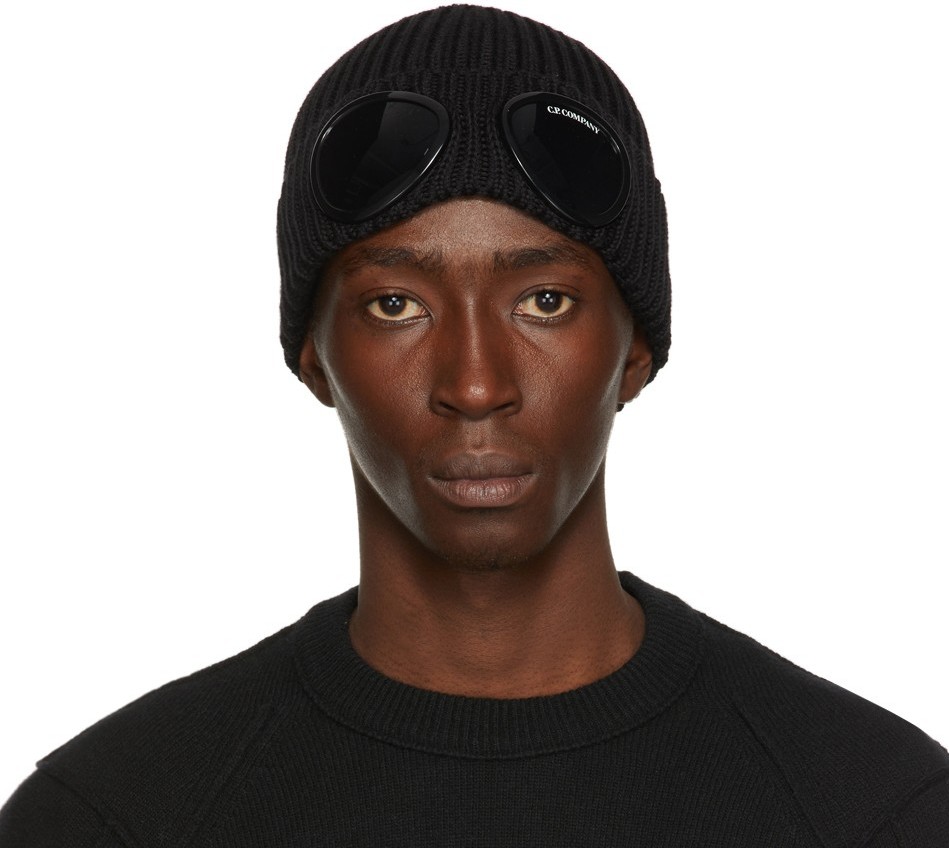 C.P. Company Black Goggle Beanie