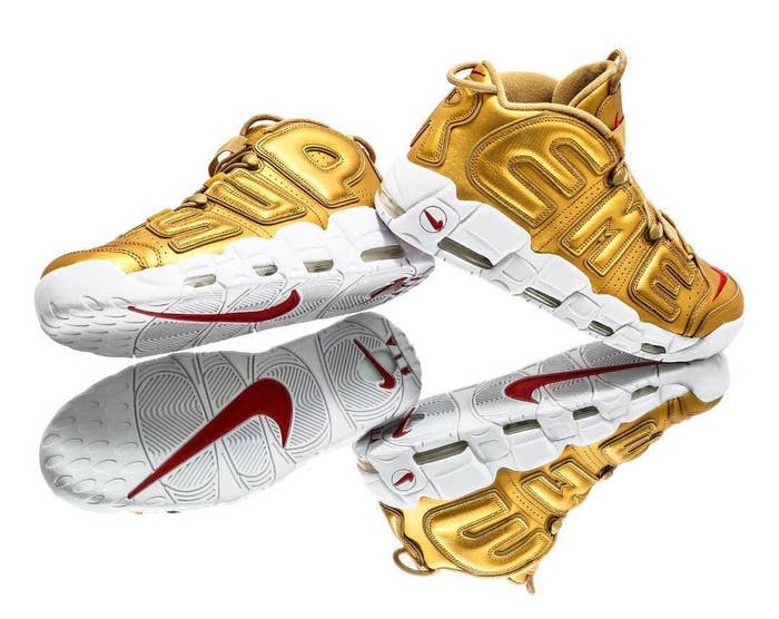 Supreme Nike Air More Uptempo Gold Release Date Main 902290 700