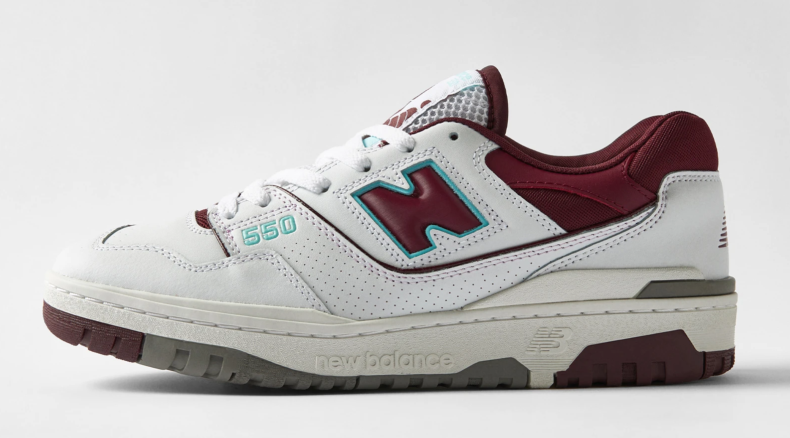 New Balance 550 Burgundy and Aqua