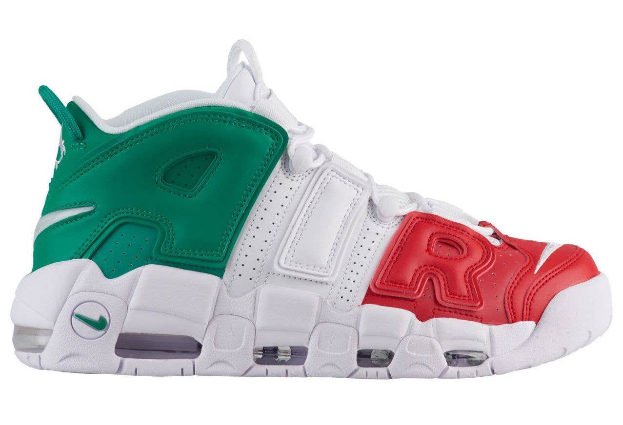 Nike Air More Uptempo 'Italy' University Red/Lucid Green/White (Lateral)