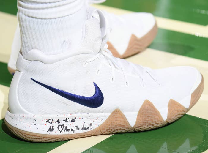 Nike Kyrie 4 White Gum On Foot