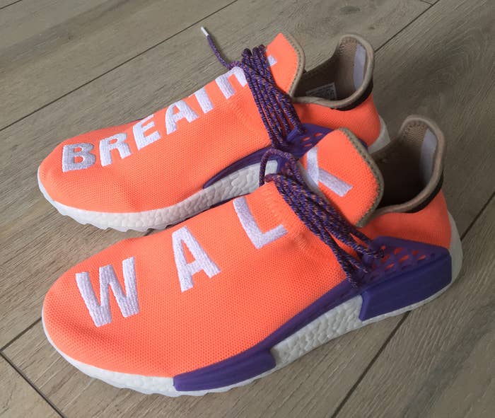 Pharrell x Adidas NMD Hu Breathe Walk Orange Purple Sample Side