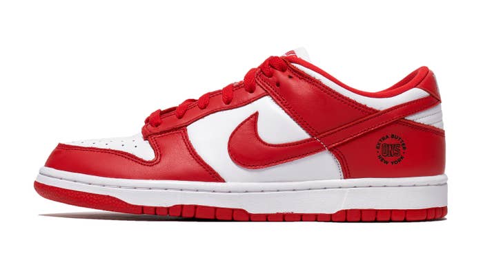Extra Butter Custom Lasered Nike Dunk Low &#x27;University Red&#x27; Lateral