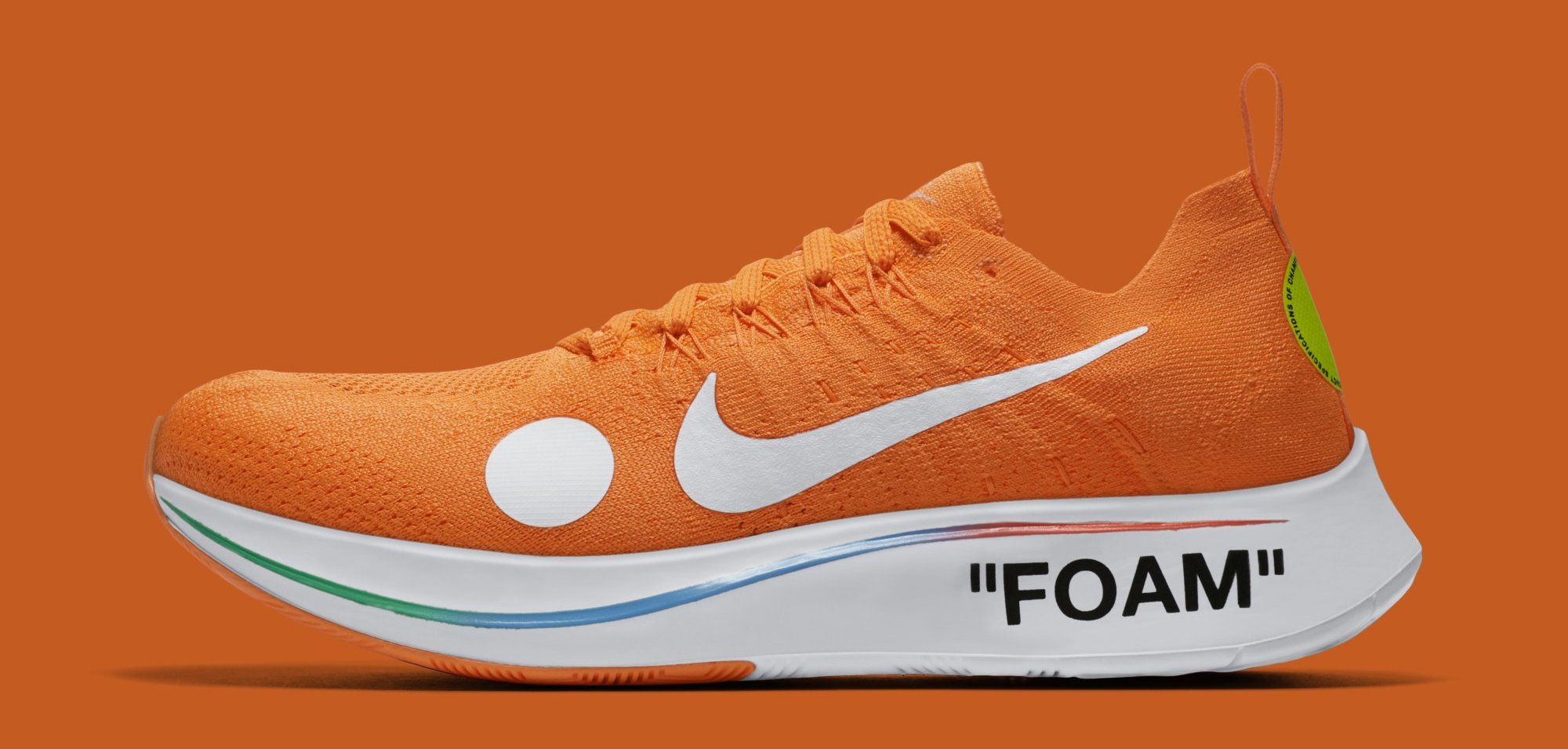 Off White x Nike Zoom Fly Mercurial Flyknit &#x27;Total Orange&#x27; AO2115 800 (Lateral)