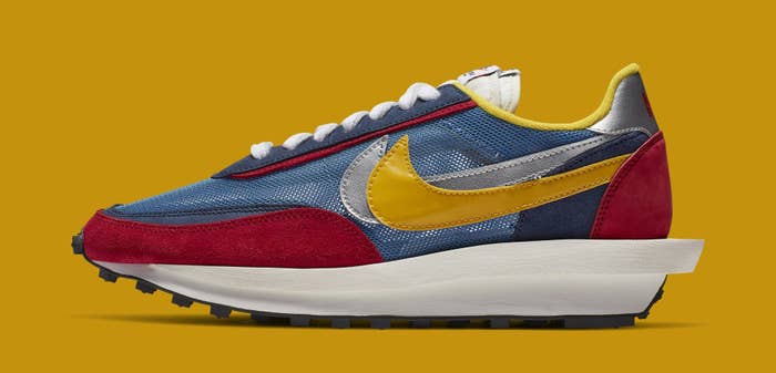 Sacai x Nike LDWaffle &#x27;Varsity Blue/Del Sol/Varsity Red/Black&#x27; BV0073 400 (Lateral)