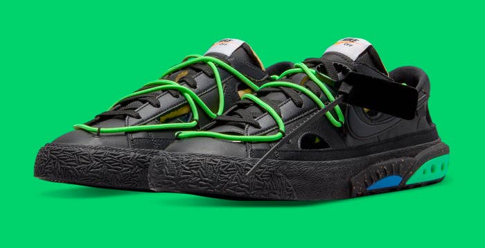 Off-White x Nike Blazer Low &#x27;Black/Electro Green&#x27; DH7863 001 Pair