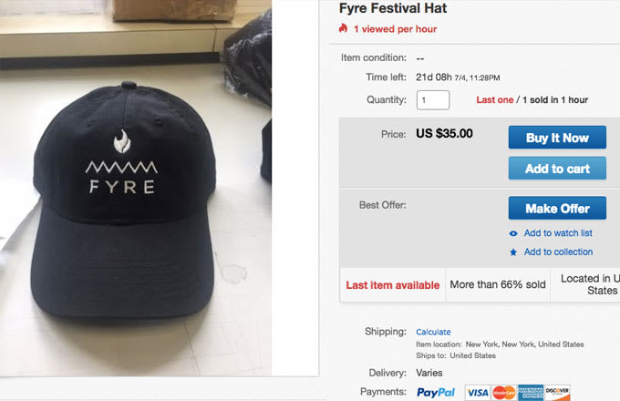 A hat from Fyre Festival.