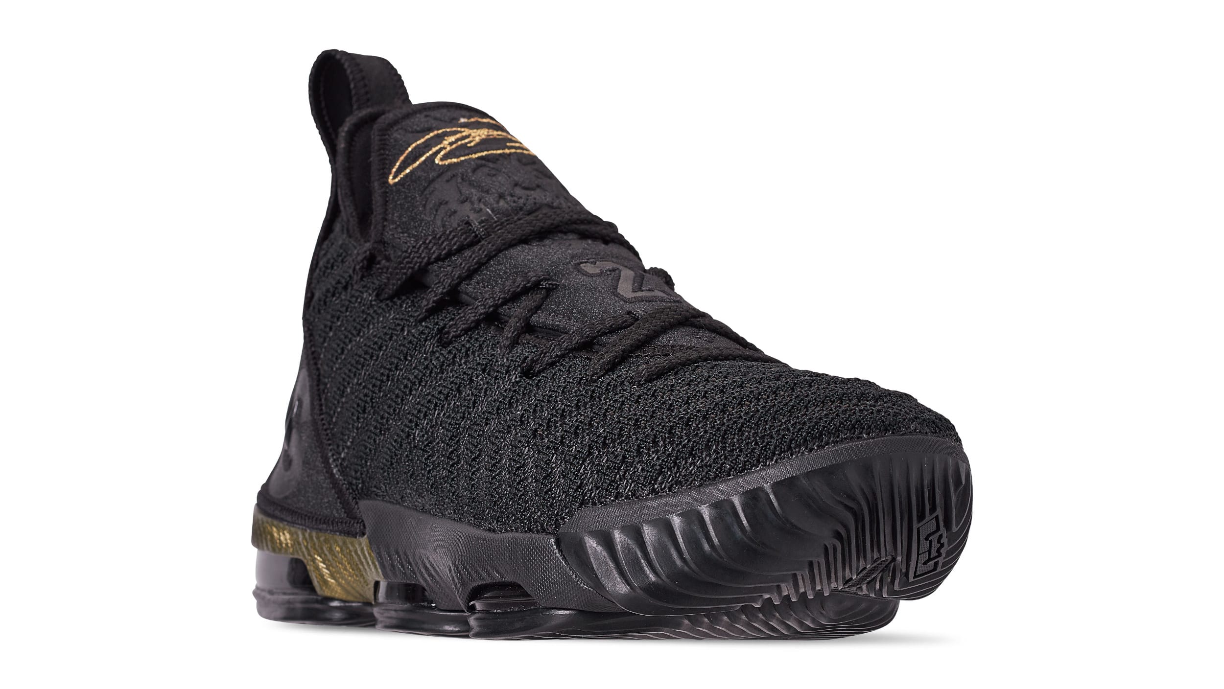 Nike LeBron 16 &#x27;I&#x27;m King&#x27; Black/Metallic Gold-Black AQ2465-007 (Toe)