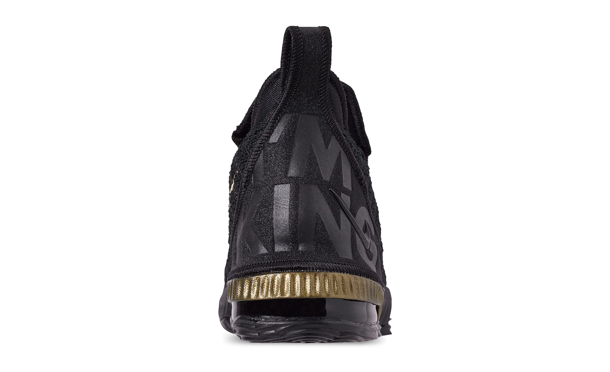 Nike LeBron 16 &#x27;I&#x27;m King&#x27; Black/Metallic Gold-Black AQ2465-007 (Heel)