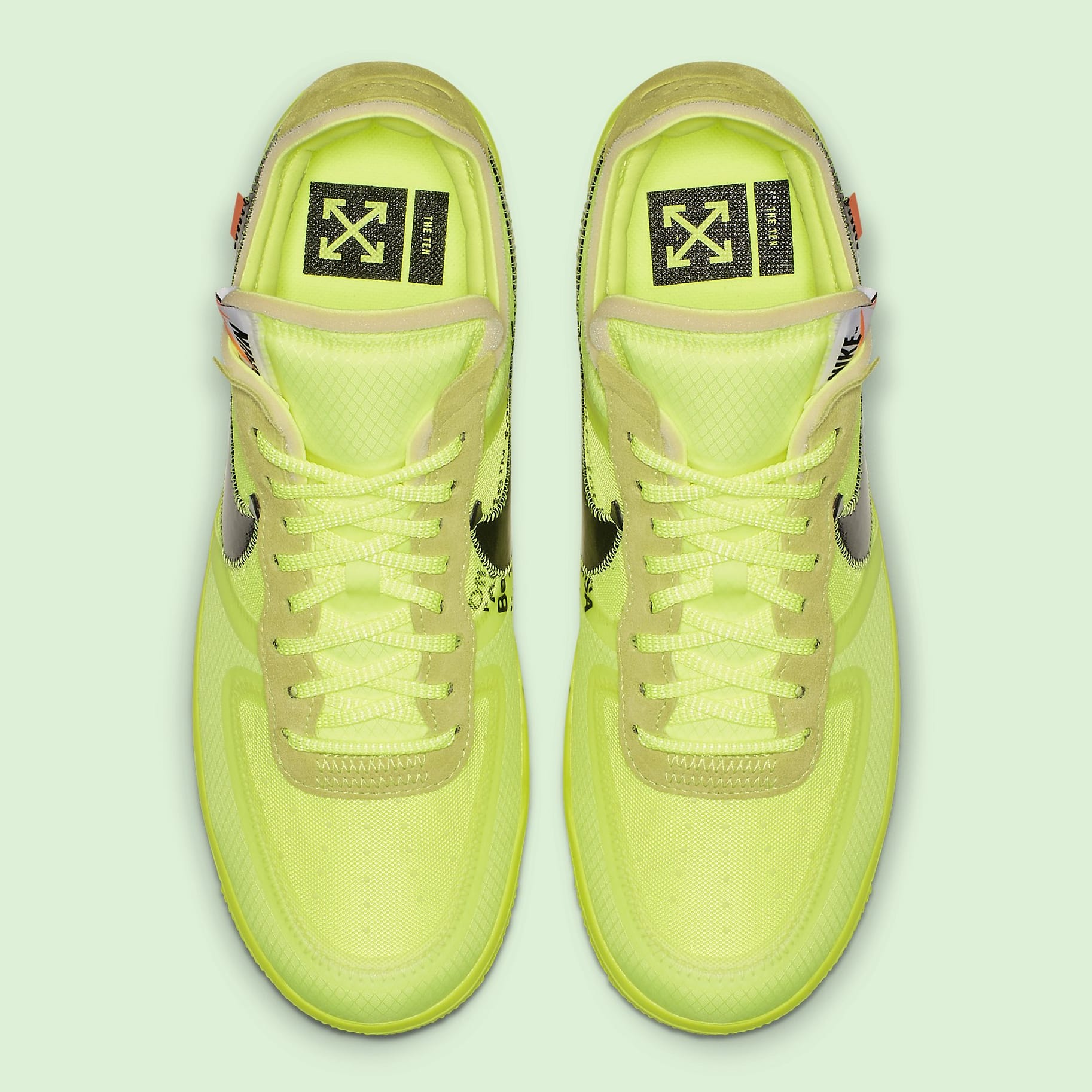 Off-White x Nike Air Force 1 Volt Release Date AO4606-700 Top