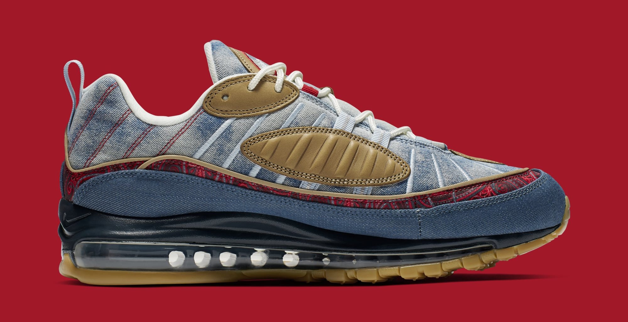 Nike Air Max 98 &#x27;Wild West&#x27; Light Armory/University Red BV6045-400 (Medial)