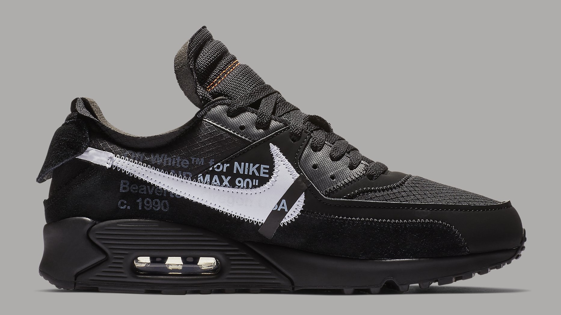 Off-White x Nike Air Max 90 Black Release Date AA7293-001 Medial