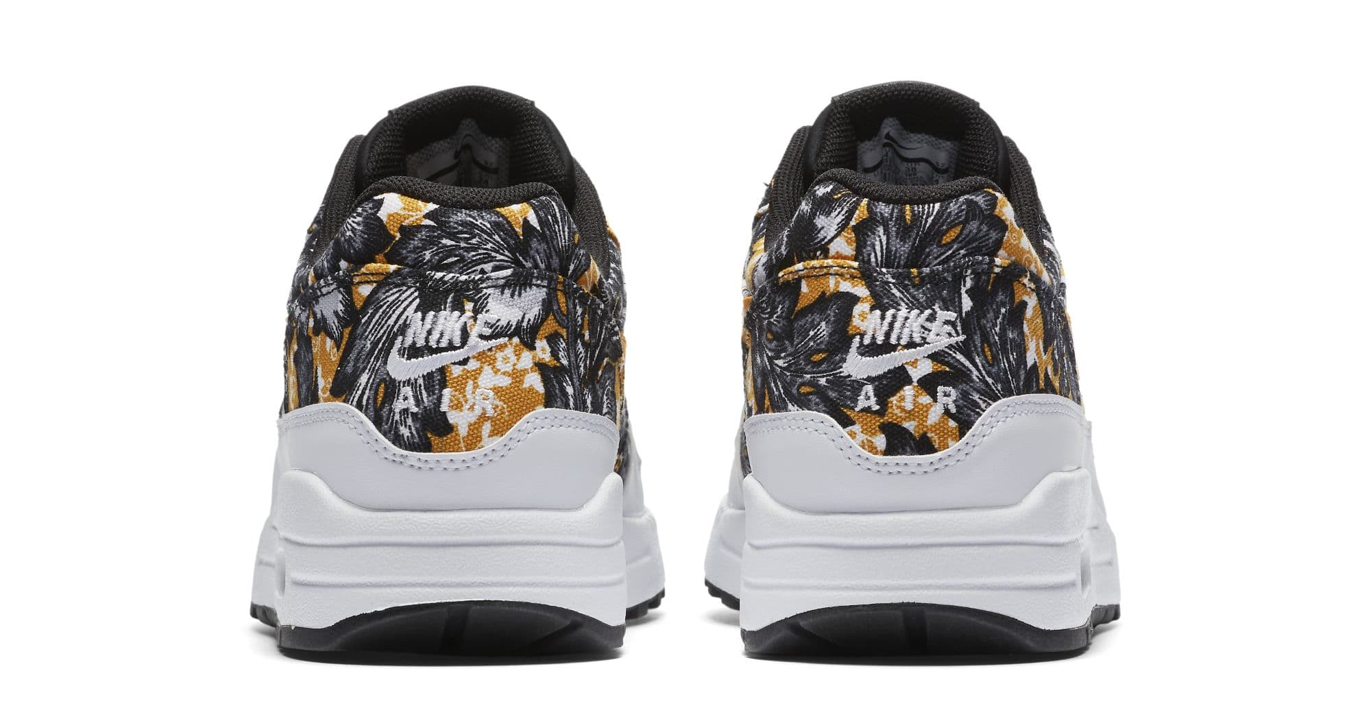 WMNS Nike Air Max 1 QS Floral &#x27;White/University Gold-Black&#x27; (Heel)