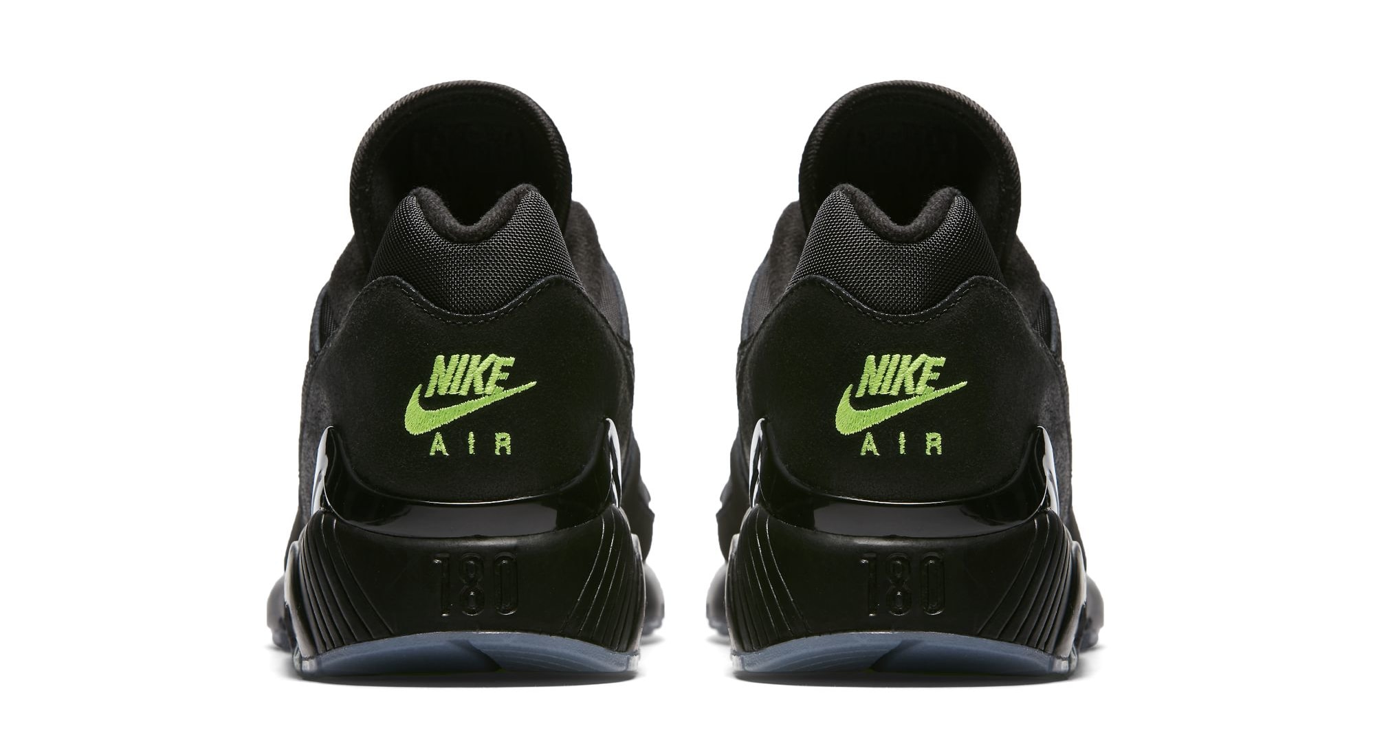 Nike Air Max 180 &#x27;Black/Black-Volt&#x27; (Heel)